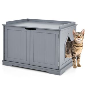 COSTWAY Casita arenero gris para Gatos