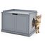 COSTWAY Casita para Gatos, Arenero para Gatos, Casita para Mascotas, Casa para Gatos, Recinto con Hoyo para Gatos, Caja para Animales con Estructura de Madera Resistente (Gris), , large indicador imagen numero 1