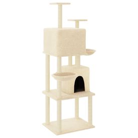 VidaXL Rascador Grande con postes de sisal crema para gatos