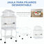 PawHut Jaula para Pájaros con Ruedas Jaula Grande con Soporte 50x49x137 cm con Bandeja Extraíble Puertas Comederos Perchas y Estante Inferior para Canarios Periquitos Blanco, , large indicador imagen numero 5