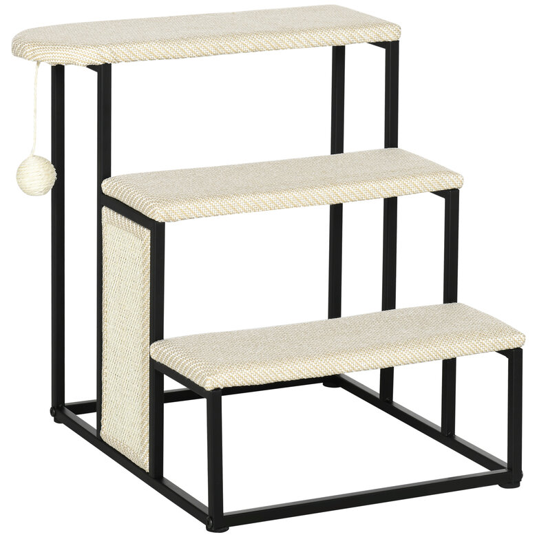 PawHut Escalera para Perros Crema y Negro