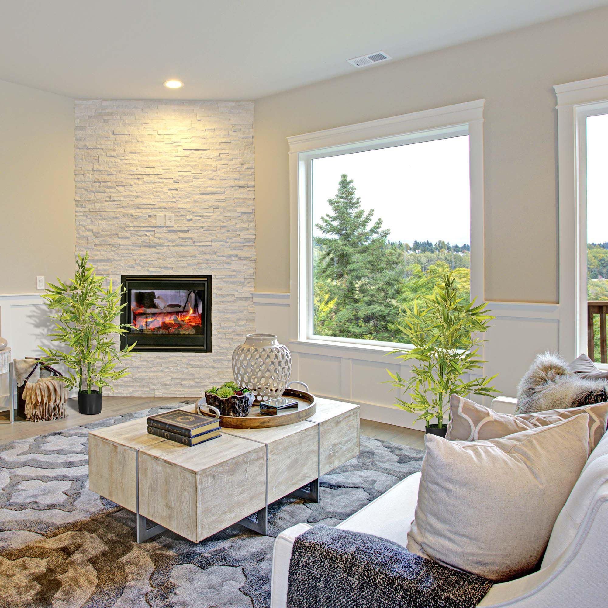 HOMCOM Bambús Artificiales Verde para hogar thumbnail