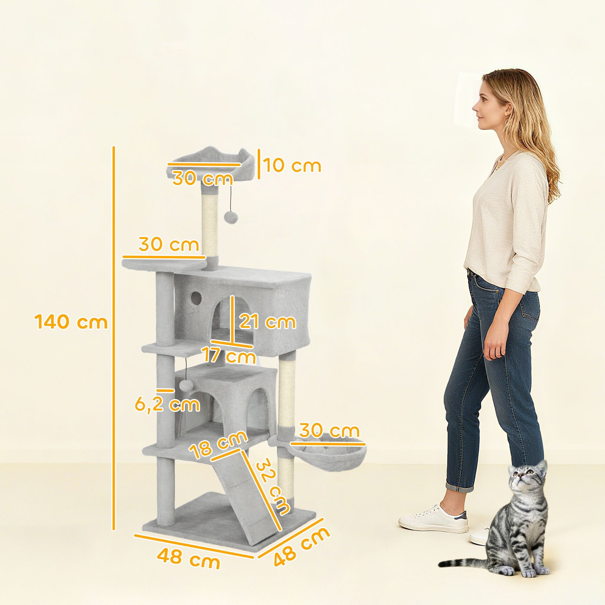 PawHut Árbol para Gatos Gris Claro thumbnail