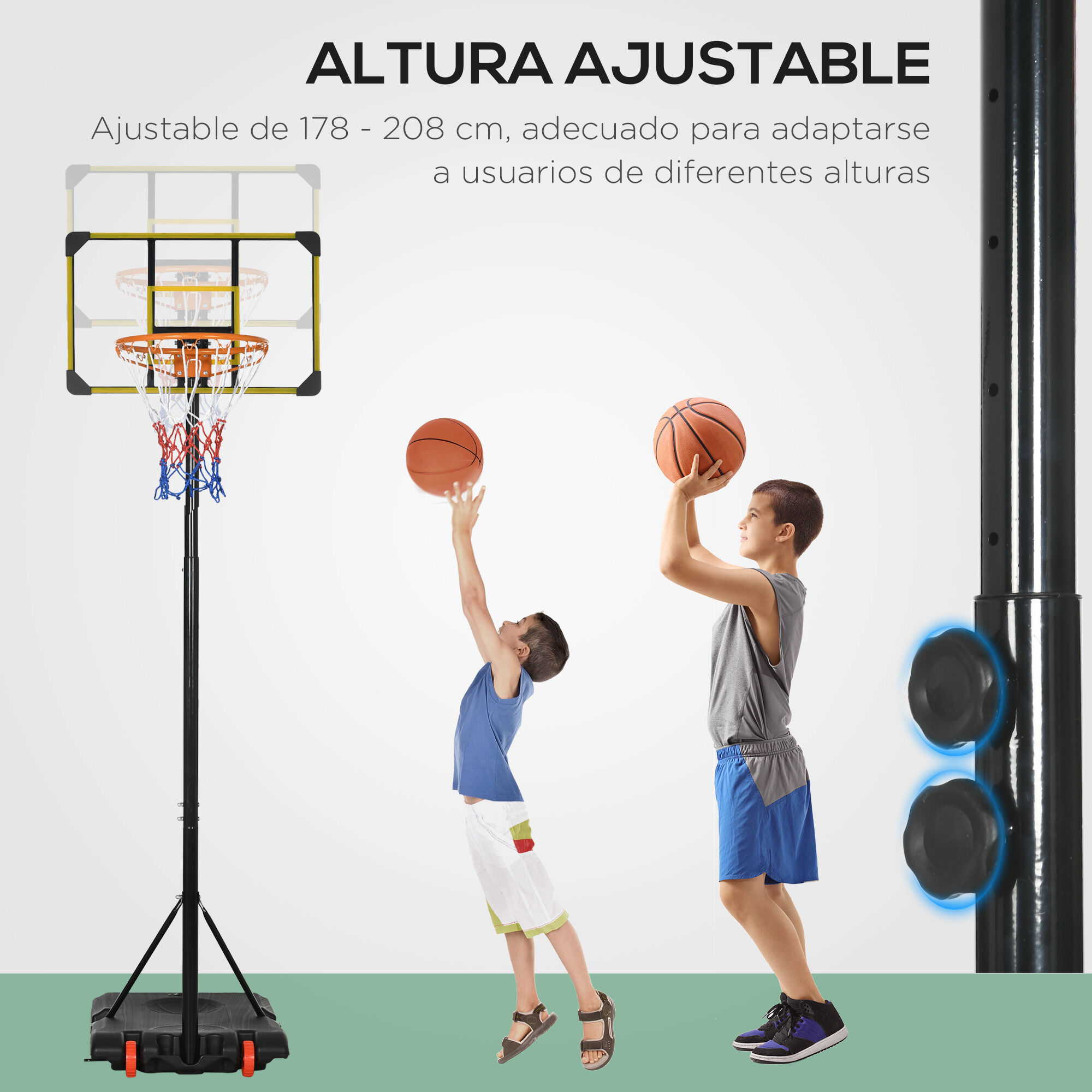 SPORTNOW Canasta de Baloncesto ajustable Amarilla para interior y exterior, , large Imagen numero 4