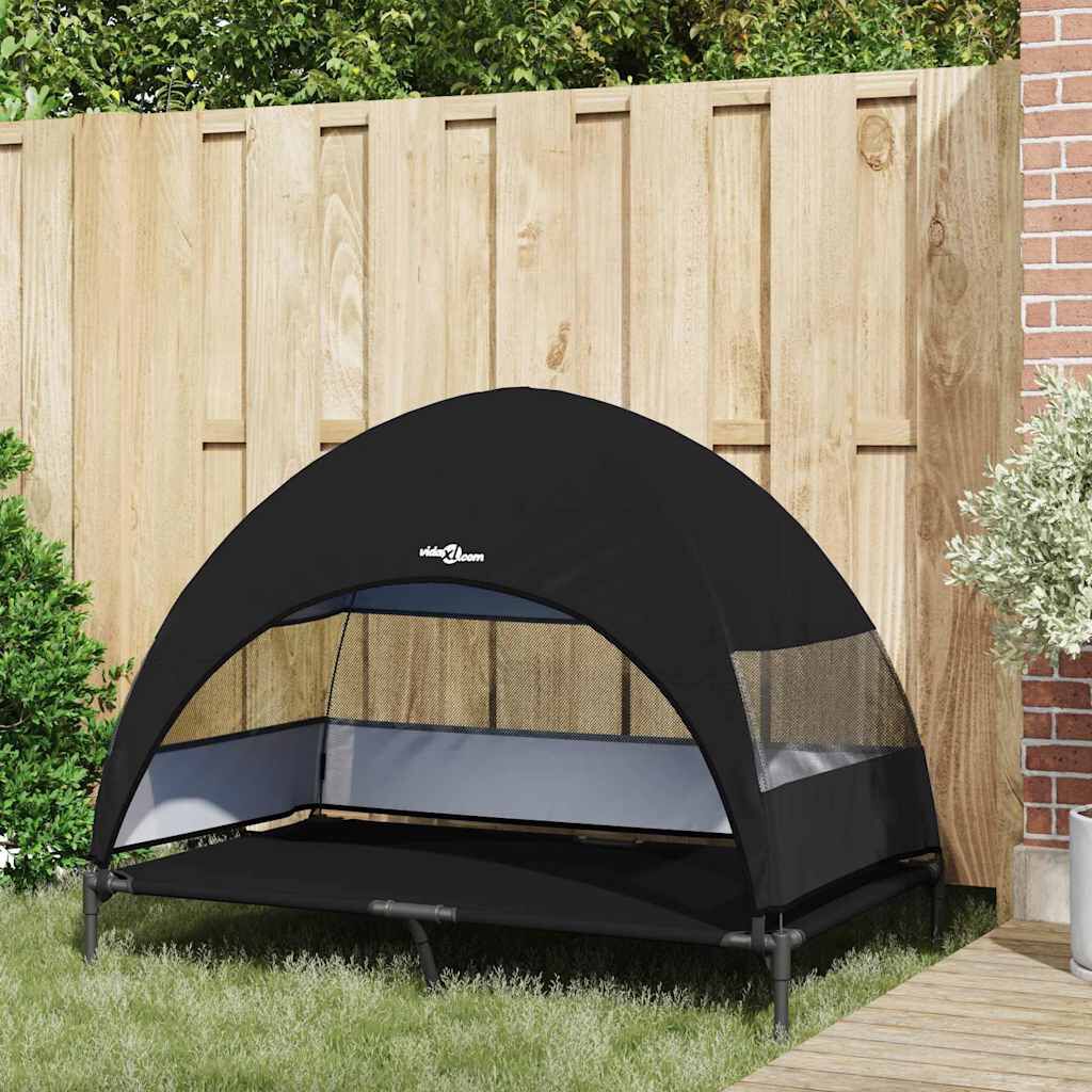 vidaXL Cama Elevada para Perros Negro 127 x 81 x 108 cm Tela y acero, , large Imagen numero 3