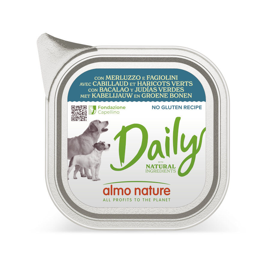 Almo Nature Daily Grain Free Bacalao y Judías Verdes tarrina para perros