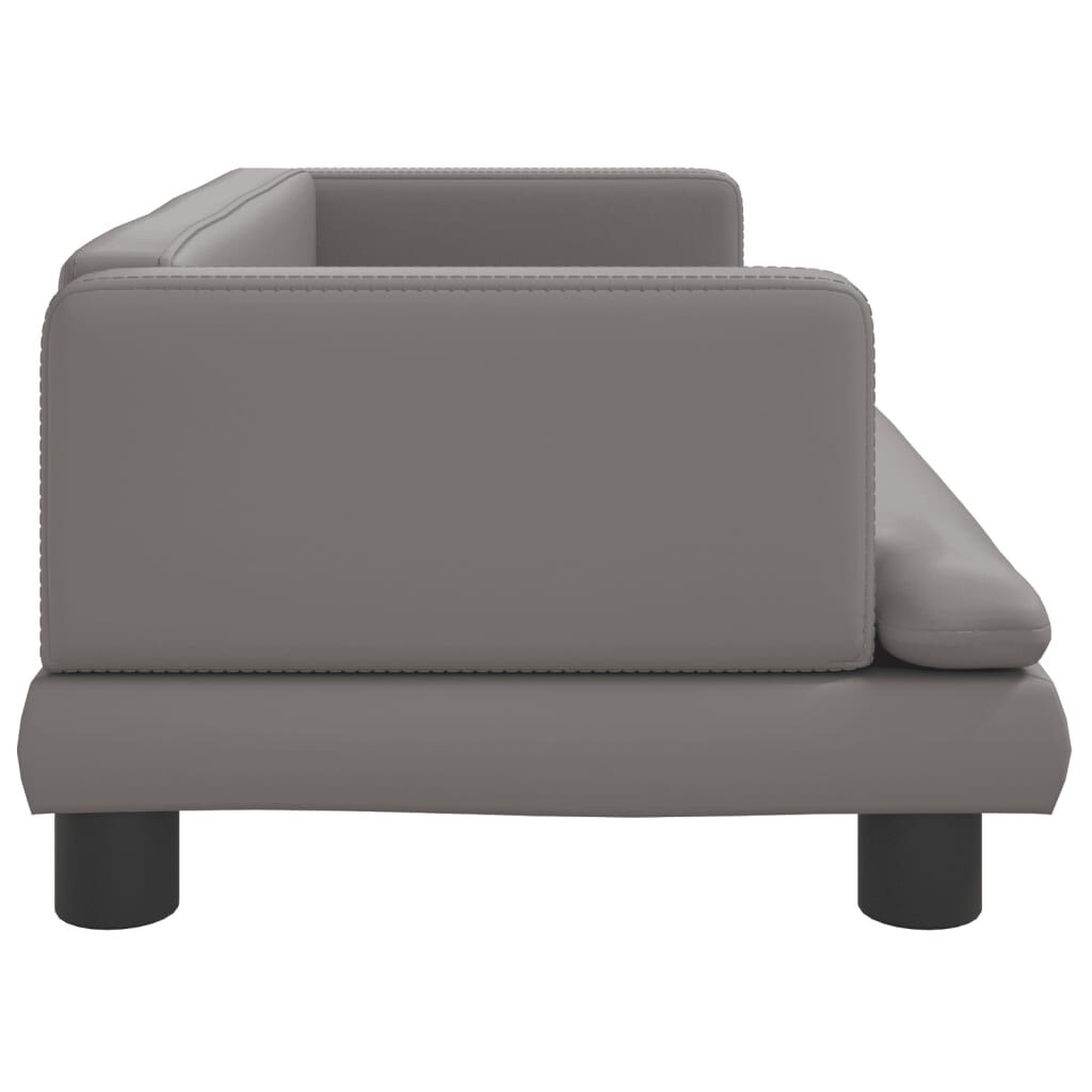 vidaXL Cama para perros de cuero sint&eacute;tico gris 60x40x30 cm, , large Imagen numero 8