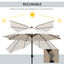 Outsunny Sombrilla de Jardín Ø268x238 cm Parasol de Terraza con 24 Luces LED Solar Mecanismo de Inclinación Manivela y Poste Desmontable de Metal para Piscina Patio Crema, , large indicador imagen numero 5