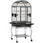 PawHut Jaula de Pájaros Pajarera Metálica para Aves 80x76,5x168 cm con 2 Puertas Techo Abatible Perchas Bandeja Extraíble 2 Comederos y 4 Ruedas Gris Oscuro, , large indicador imagen numero 1