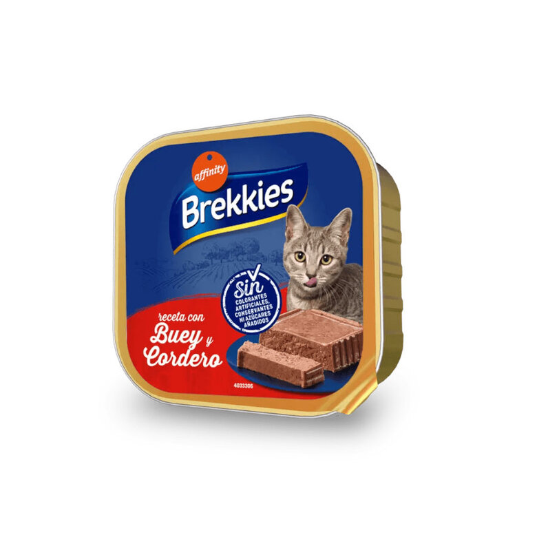 Brekkies Buey y Cordero en Paté tarrina para gatos, , large image number null