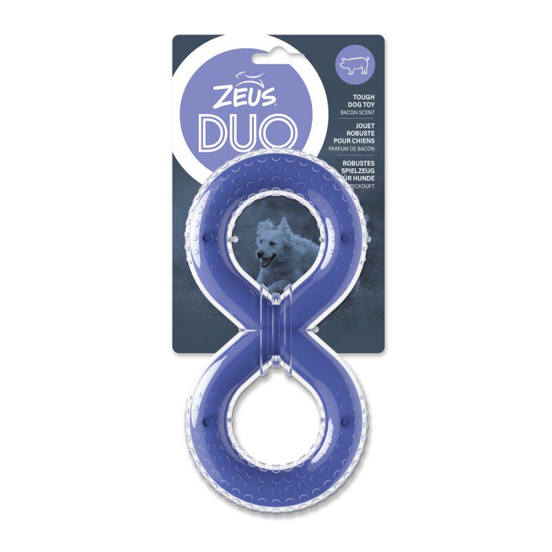 Juguete para masticar perro Zeus Duo Tirador  8 nudos, 20 cm, Morado, aroma Beicon, , large Imagen numero 1