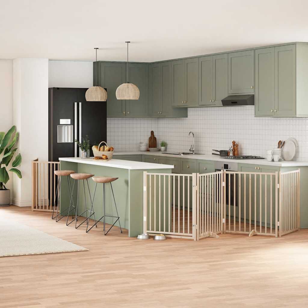 vidaXL Puerta para Perros Plegable Paneles Puerta de Seguridad Madera de &Aacute;lamo, , large Imagen numero 2