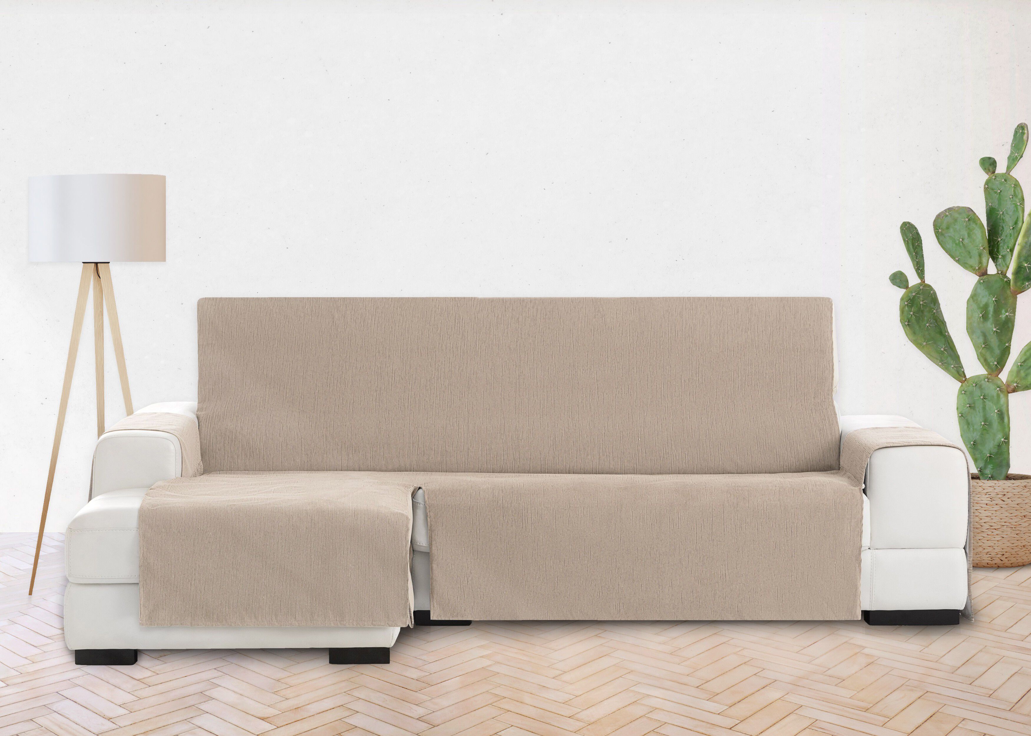 Vipalia Protector Funda Chaise Longue Lisa. Cubresofa Chenilla. Dise&ntilde;o Elite. Color Beige. Chaise Largo Izquierda, , large Imagen numero 3