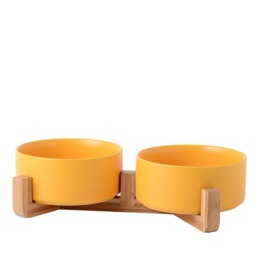 Comedero o cuenco de cer&aacute;mica AMARILLO para mascotas, , large Imagen numero 1