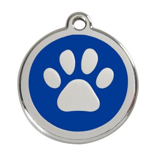 Red dingo Placa identificativa Acero Inoxidable Esmalte Huella perro Azul para perros