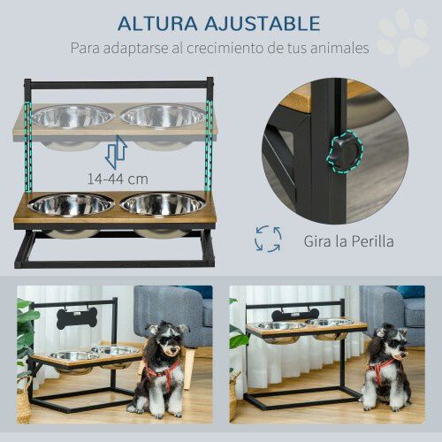 PawHut Comedero Elevado Ajustable para perros, , large Imagen numero 5