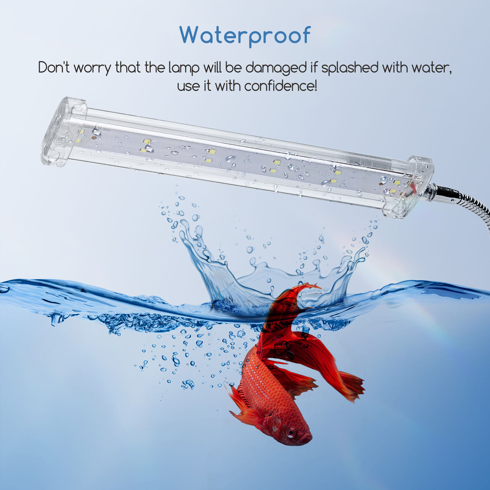 Nobleza - Luz LED Acuario, Impermeable L&aacute;mpara Acuario Delgada, Blanco LED Acuario Plantado con Potente Clip (6W 23CM, Blanco), , large Imagen numero 3