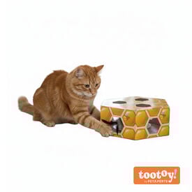 Tootoy! Panal de abeja interactivo con plumas para gatos