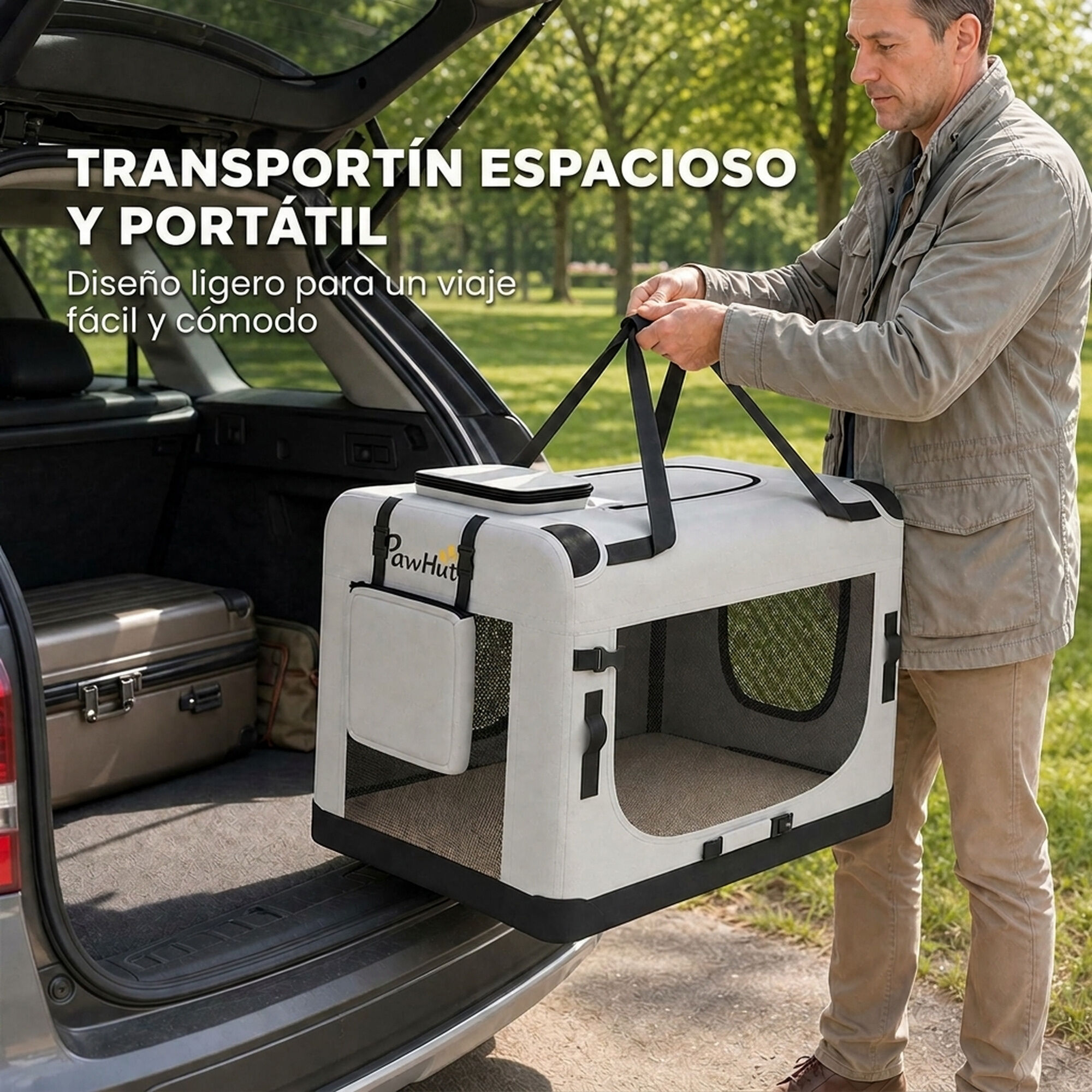 PawHut Transport&iacute;n para Mascota Gris claro, , large Imagen numero 4