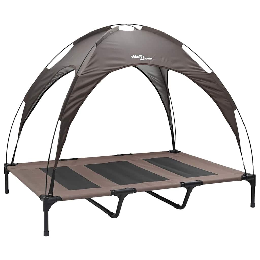 vidaXL Cama para Perros con Dosel Sof&aacute; Silla Tela Oxford y Acero Marr&oacute;n, , large Imagen numero 6