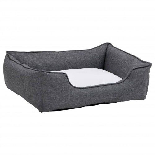Vidaxl sof&aacute; acolchado rectangular con coj&iacute;n gris y blanco para perros, , large Imagen numero 4