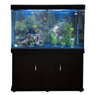 MonsterShop Acuario con Mueble Negro, Accesorios y Grava Azul para peces