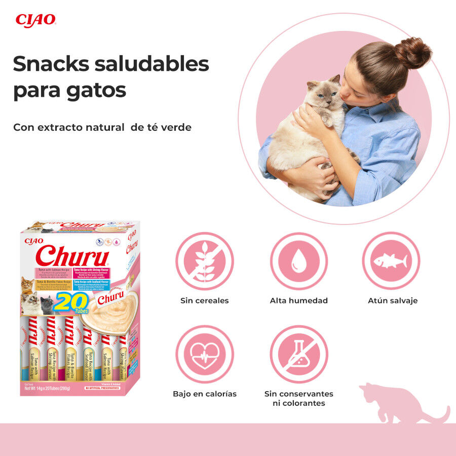 20 sobres x 14 g Churu Variedades de Marisco Snack L&iacute;quido para gatos, , large Imagen numero 2