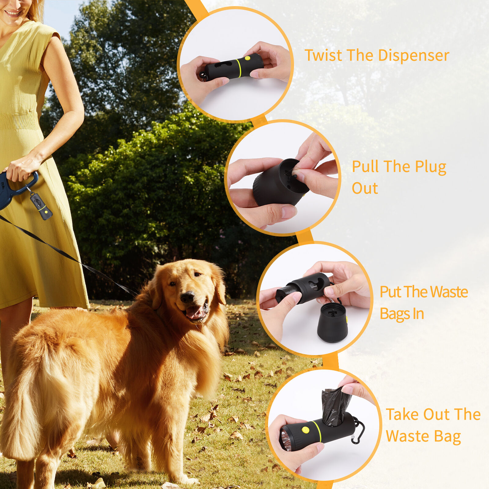 Nobleza Dispensador de Bolsas de Caca para Perro con Linterna LED y Mosquet&oacute;n, , large Imagen numero 4