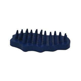 Cepillo de goma con forma curvada para caballo color Azul