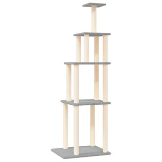 vidaXL Rascador con Postes de Sisal Gris Claro 183 cm para gatos