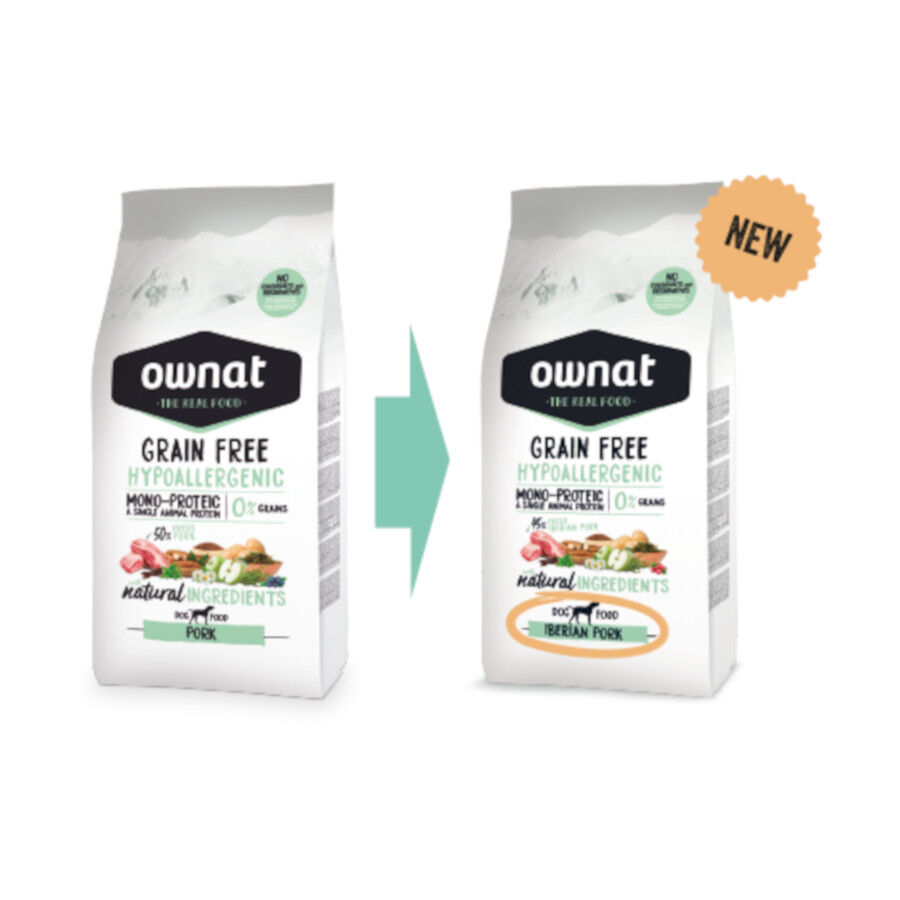 12 kg Ownat Grain Free Hypoallergenic Cerdo pienso para perros, , large Imagen numero 2