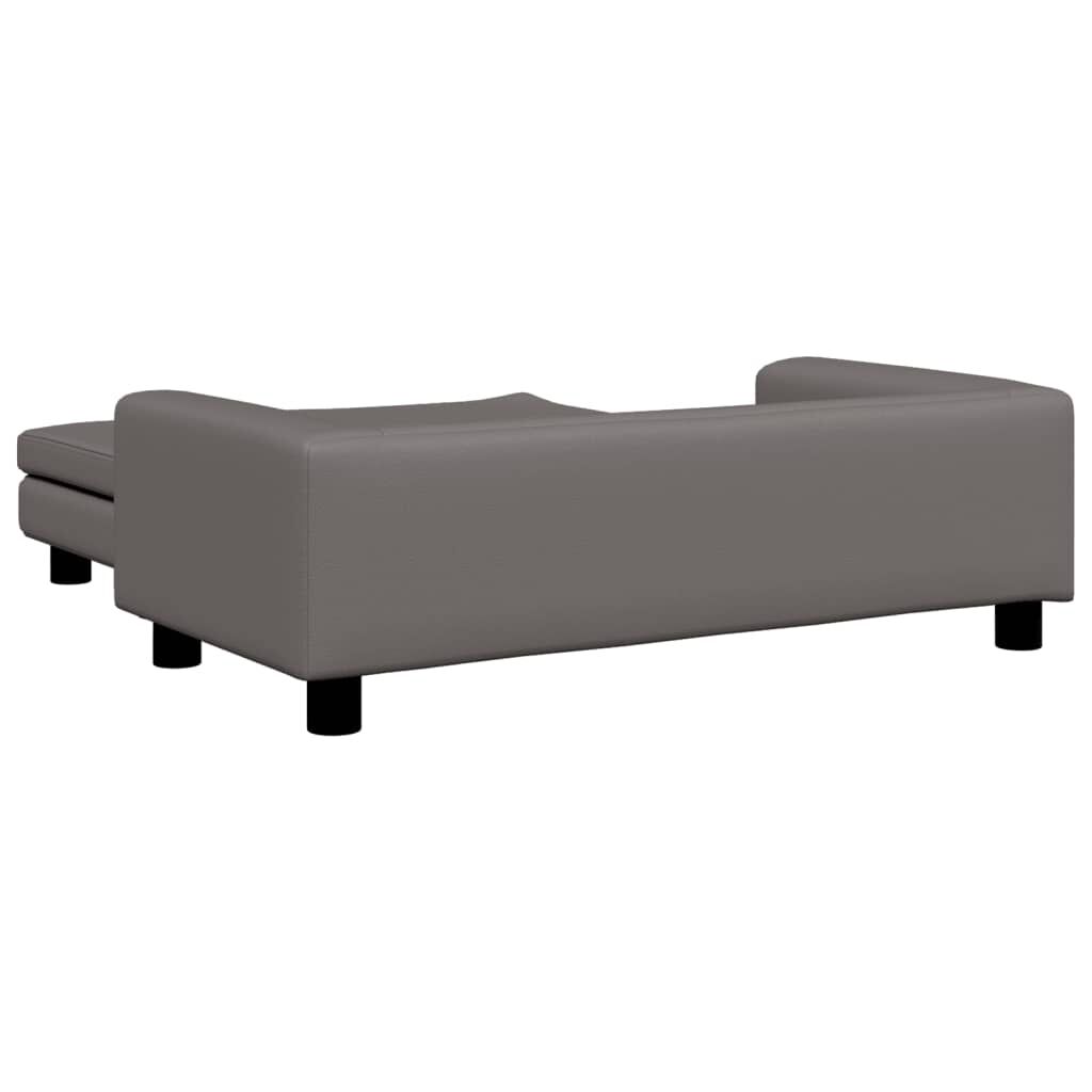 vidaXL Cama de perros con extensi&oacute;n cuero sint&eacute;tico gris 100x50x30 cm, , large Imagen numero 4