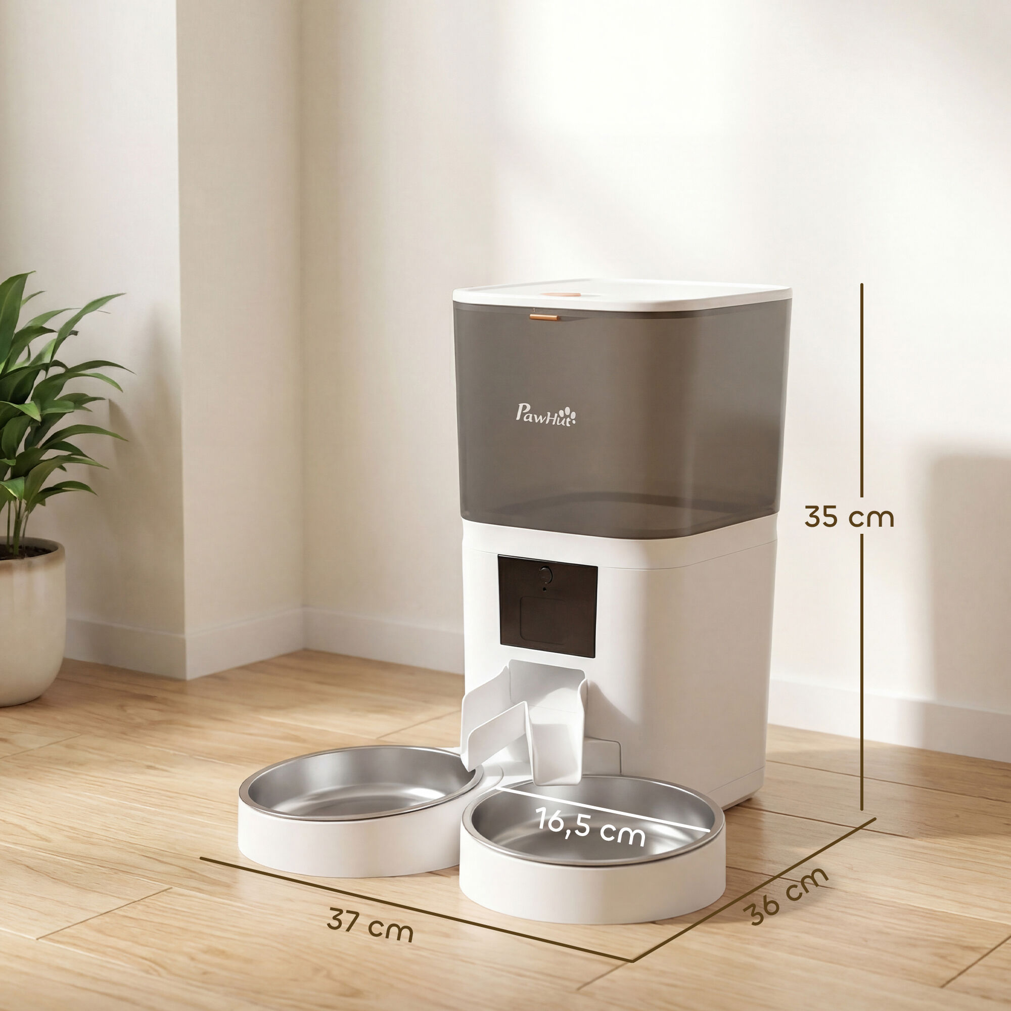 PawHut Comedero Autom&aacute;tico Mascotas Blanco, , large Imagen numero 3