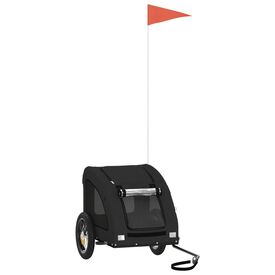 VidaXL Remolque de bicicleta hierro y tela Oxford negro para perros