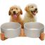 Edipets comedero doble de porcelana gris para mascotas, , large indicador imagen numero 1