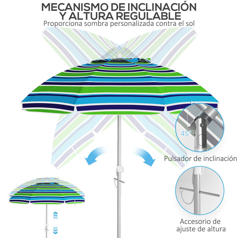 Outsunny Sombrilla de Playa Multicolor thumbnail