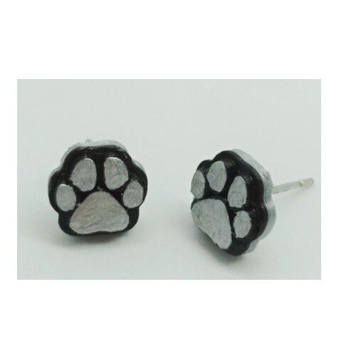 Seron pendientes peque&ntilde;os con huella plateados , , large Imagen numero 1