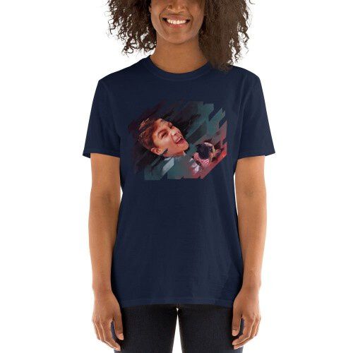 Mascochula camiseta mujer electronic personalizada con tu mascota azul marino thumbnail