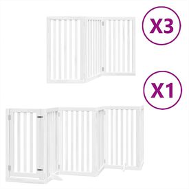 vidaXL Puerta de perros plegable 15 paneles madera &aacute;lamo blanca 750 cm