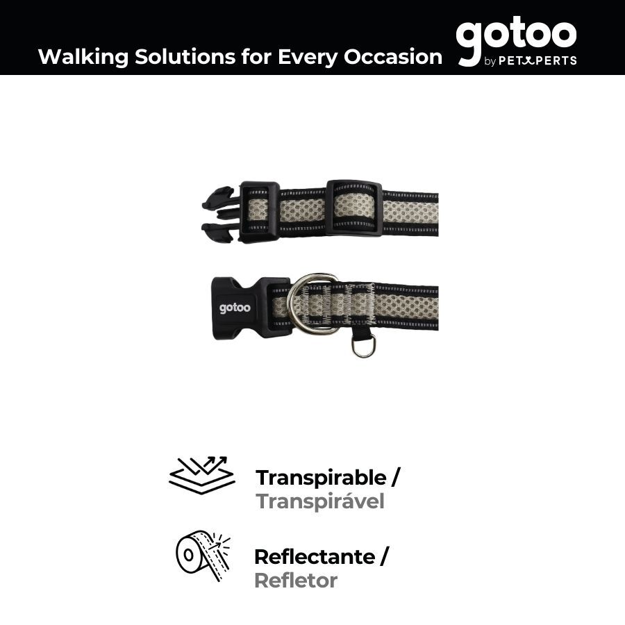 Gotoo Collar de malla transpirable gris para perros thumbnail