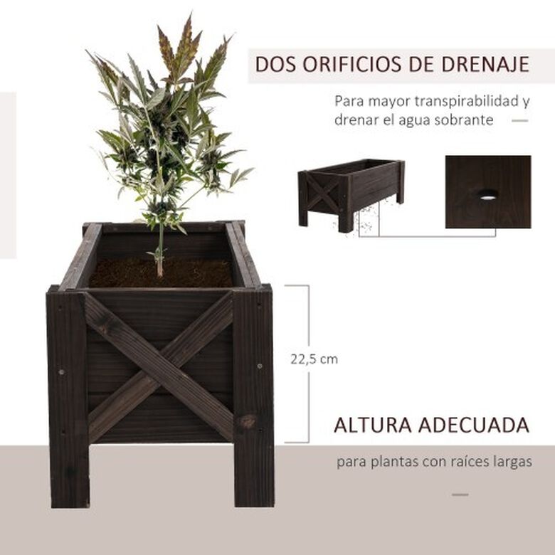 Jardinera de madera maciza rectangular color Marrón thumbnail