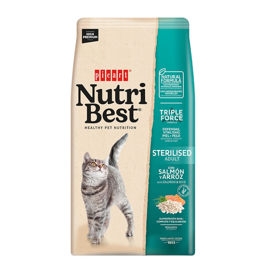Nutribest Adult Sterilised Salmón y Arroz pienso para gatos