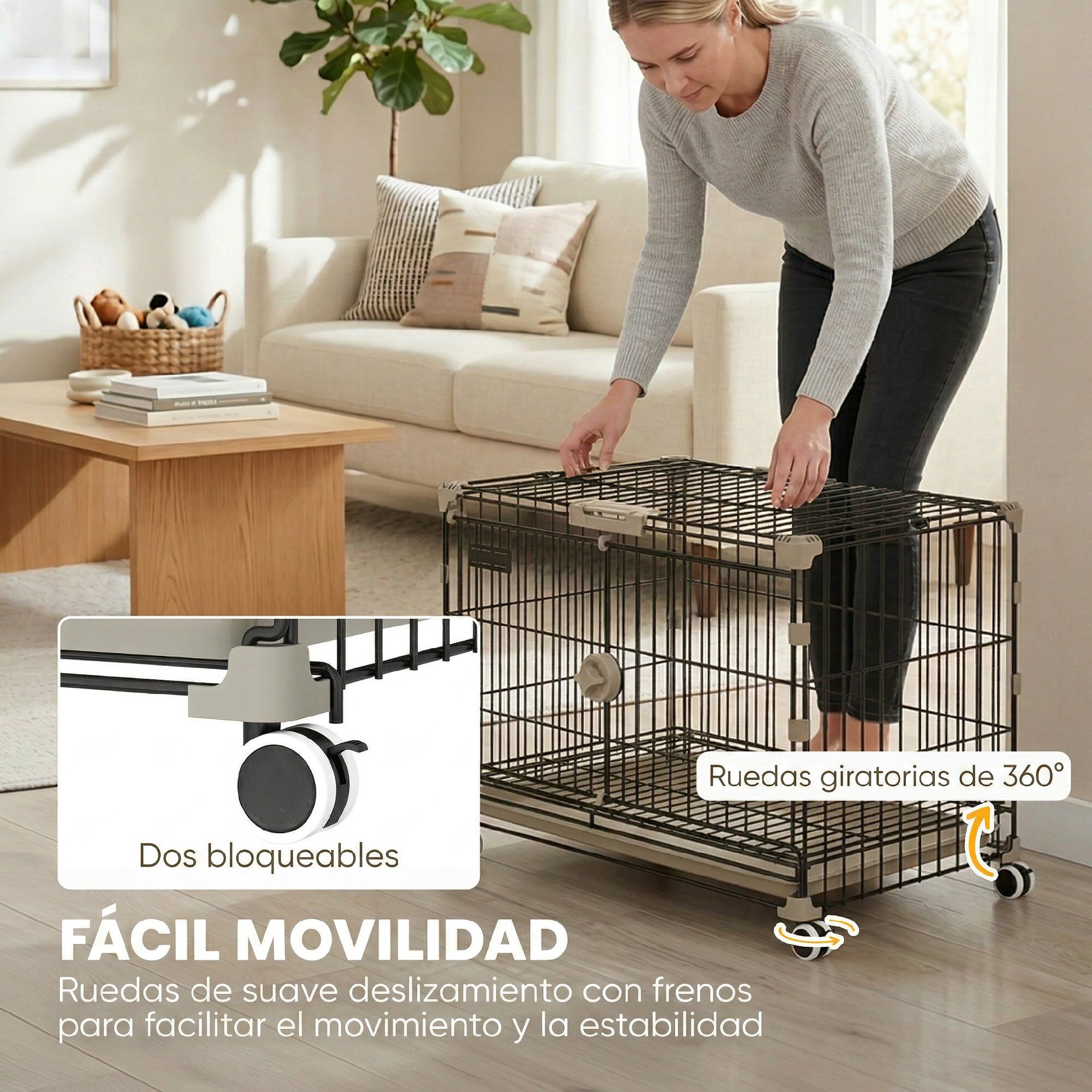 PawHut Jaula para Perro Negro, , large Imagen numero 9