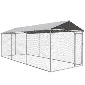 PawHut Perrera Jaula de Exterior con toldo para Perros