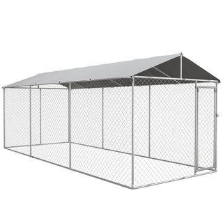 PawHut Perrera Jaula de Exterior con toldo para Perros