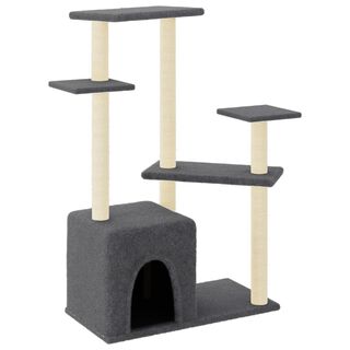 VidaXL Rascador con cueva y postes de sisal gris oscuro para gatos