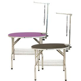 Ibañez Mesa plegable oval negra para perros de raza pequeña