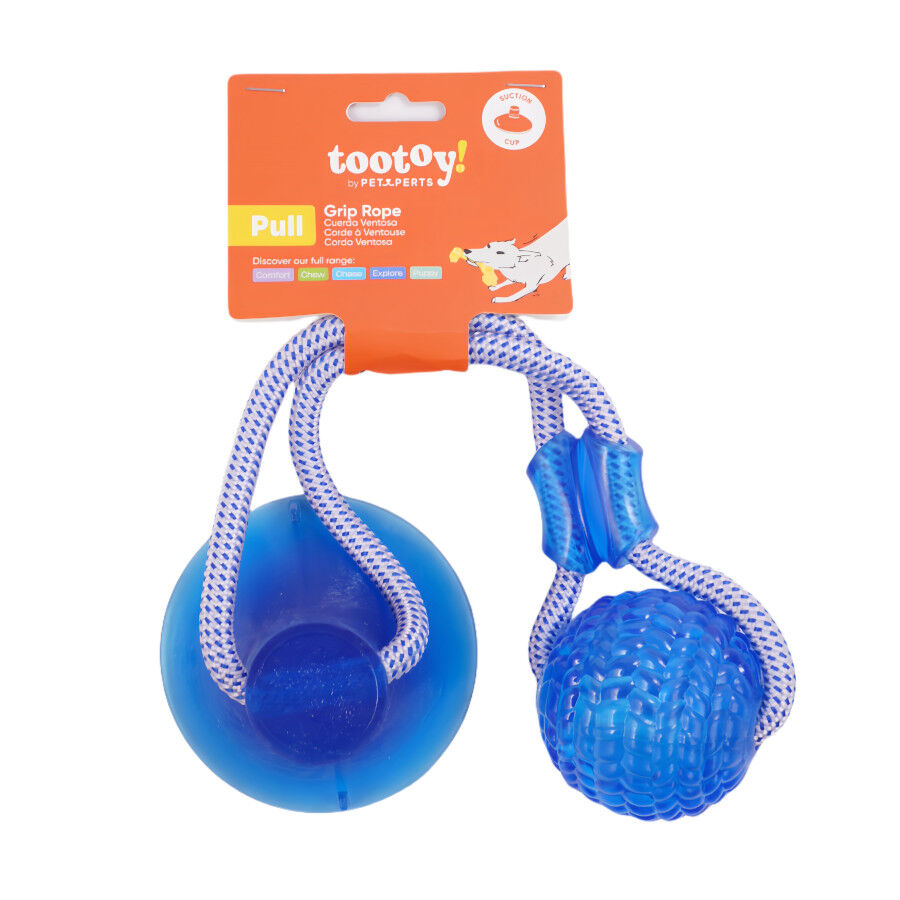 Tootoy! Mordedor de Cuerda con Pelota y Ventosa Azul para perros, , large Imagen numero 8