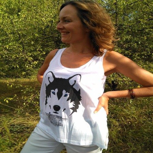 Camiseta tirantes mujer lobo color Blanco thumbnail