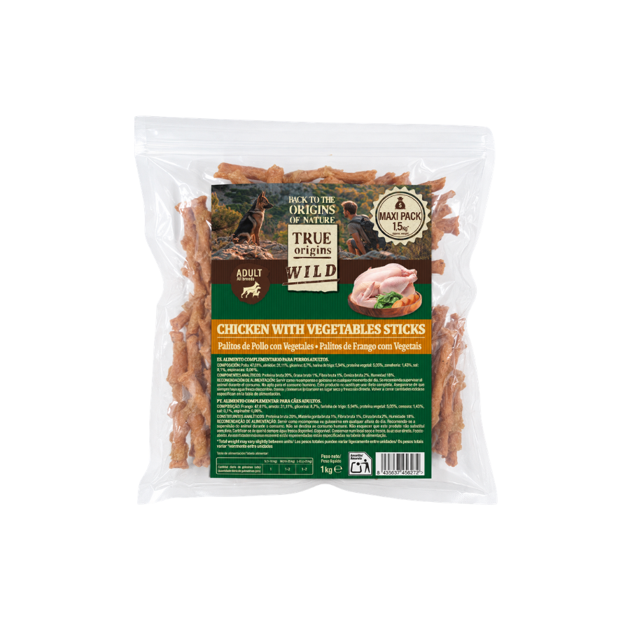 1.5 kg True Origins Wild Palitos de Pollo con Vegetales Snack para perros, , large Imagen numero 1